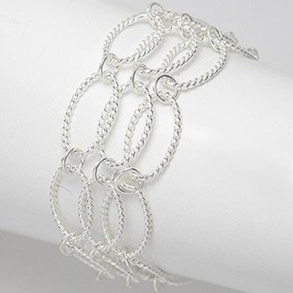 Sterling Silver Triple Link Bracelet - NEW - Picture 1 of 9